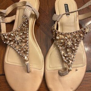 Alex Marie Beige Crystal Embellished Sandals